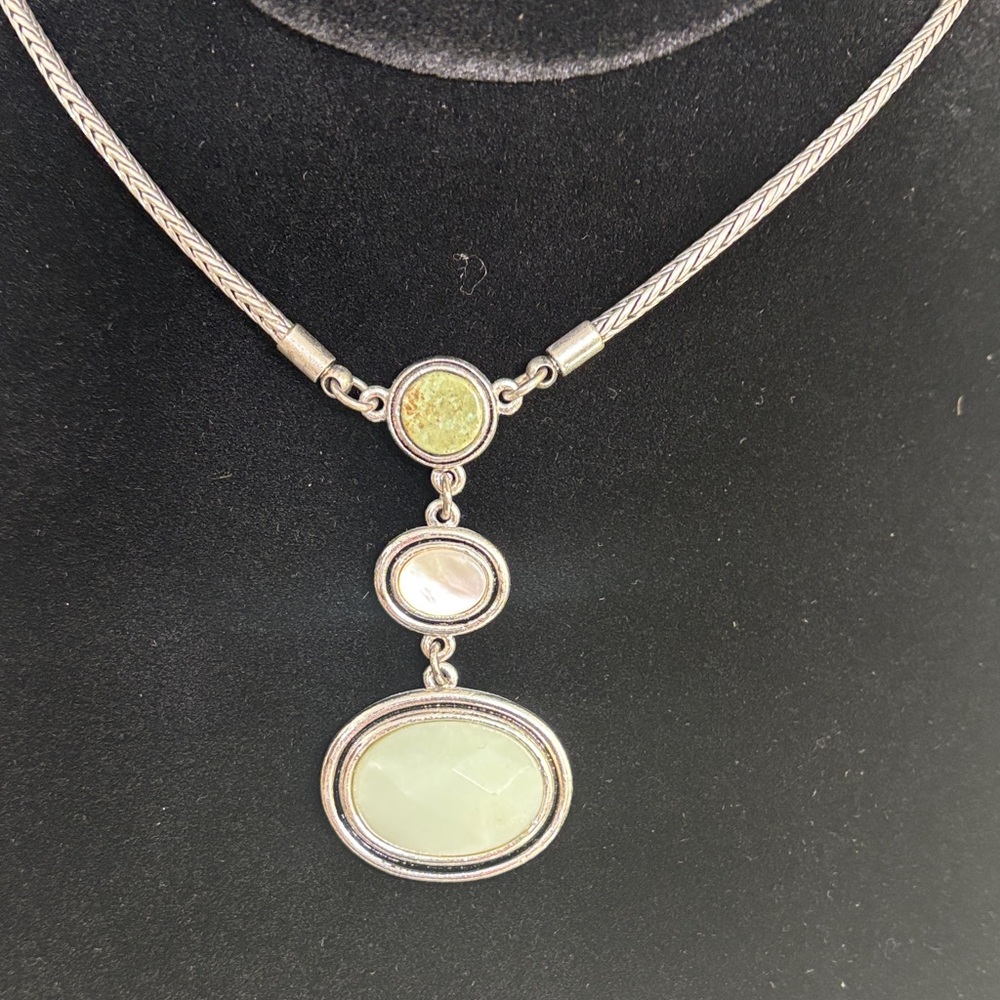 Lia Sophia Silver Necklace with Blue and Yellow Accents